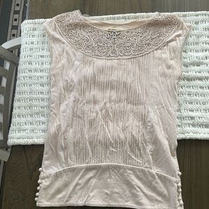 Free People and Cream Pleated Embellished Blouse S